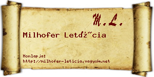 Milhofer Letícia névjegykártya